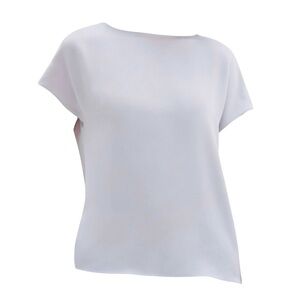 Theory 100% Silk Cap Sleeve Bateau Neck Relaxed Fit Blouse in Hydrangea Size S